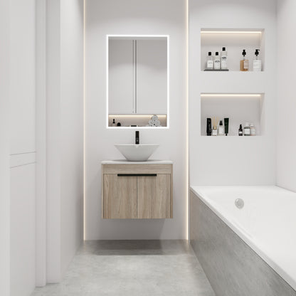 30 " Modern Design Float Bathroom Vanity With Ceramic Basin Set,  Wall Mounted White Oak Vanity  With Soft Close Door,KD-Packing,KD-Packing,2 Pieces Parcel(TOP-BAB321MOWH)