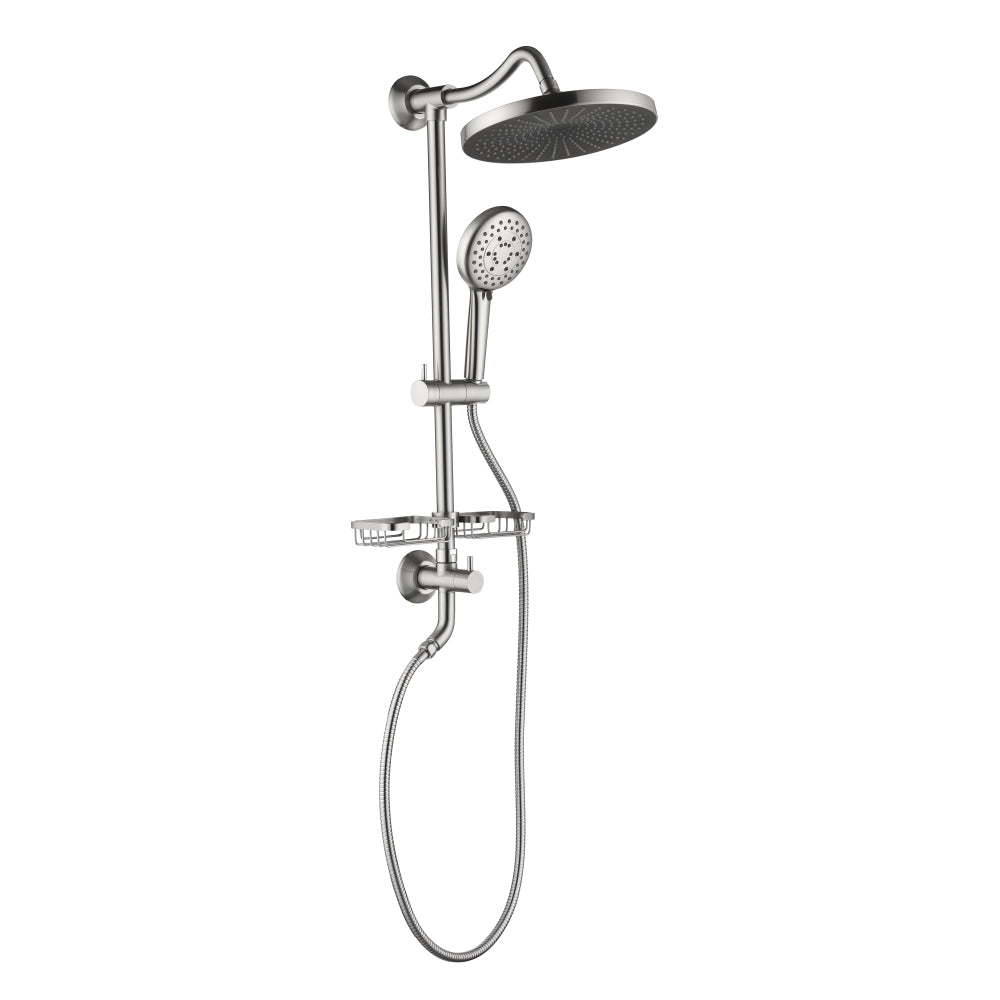 ShowerSpas Shower System, with 10" Rain Showerhead, 4-Function Hand Shower, Adjustable Slide Bar and Soap Dish, Matte Black Finish