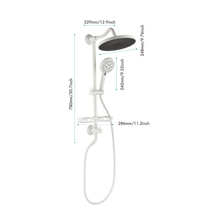 ShowerSpas Shower System, with 10" Rain Showerhead, 4-Function Hand Shower, Adjustable Slide Bar and Soap Dish,