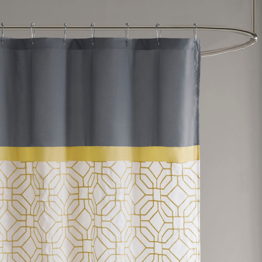 Embroidered and Pieced Shower Curtain