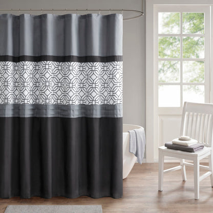 Embroidered and Pieced Shower Curtain