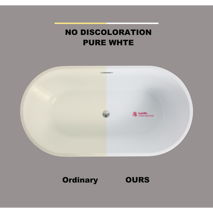 63" Shiny White Acrylic Freestanding Soaking Bathtub with Chrome Overflow and Drain, cUPC Certified - 63*28.8 22A09-63