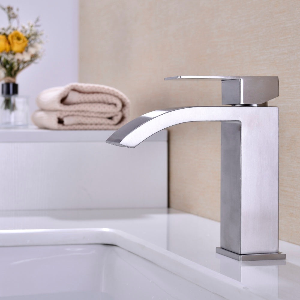 Single Handle Waterfall Bathroom Vanity Sink Faucet