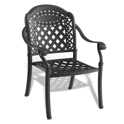 Cast Aluminum Patio Dining Chair 6PCS With Black Frame and Cushions In Random Colors