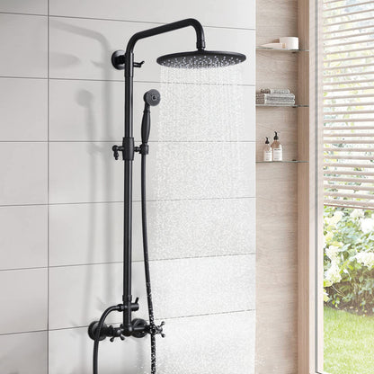 Handshower  Shower Head with Handheld Shower System with 8" Rain Shower HeadRain Shower System Dual Shower Combo  Matte Black