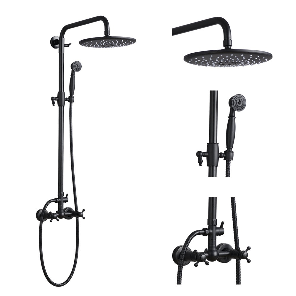 Handshower  Shower Head with Handheld Shower System with 8" Rain Shower HeadRain Shower System Dual Shower Combo  Matte Black