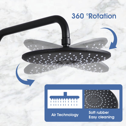 Handshower  Shower Head with Handheld Shower System with 8" Rain Shower HeadRain Shower System Dual Shower Combo  Matte Black