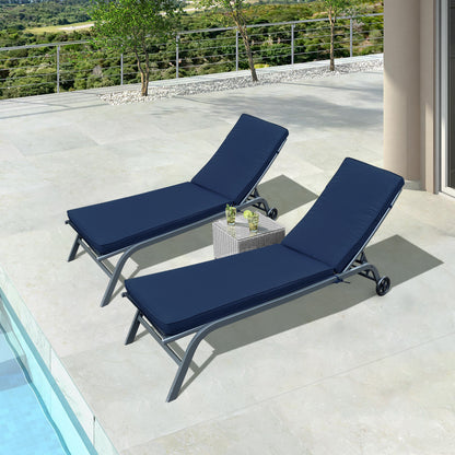 2PCS Set Outdoor Lounge Chair Cushion Replacement Patio Funiture Seat Cushion Chaise Lounge Cushion