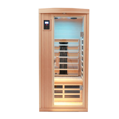 One-person hemlock sauna room Far infrared plus ceramic tube heating Indoor sauna room for one person