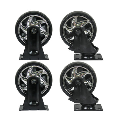 4 DRAWERS MULTIFUNCTIONAL TOOL CART WITH WHEELS AND WOODEN TOP-BLACK