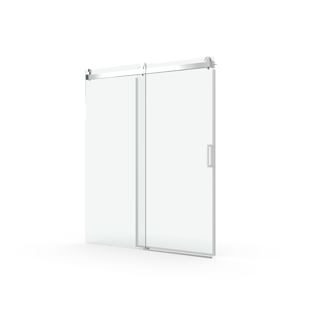 68 to 72 in. W x 76 in. H Sliding Frameless Soft-Close Shower Door with Premium 3/8 Inch (10mm) Thick Tampered Glass in Brushed Nickel 22D01-72BN