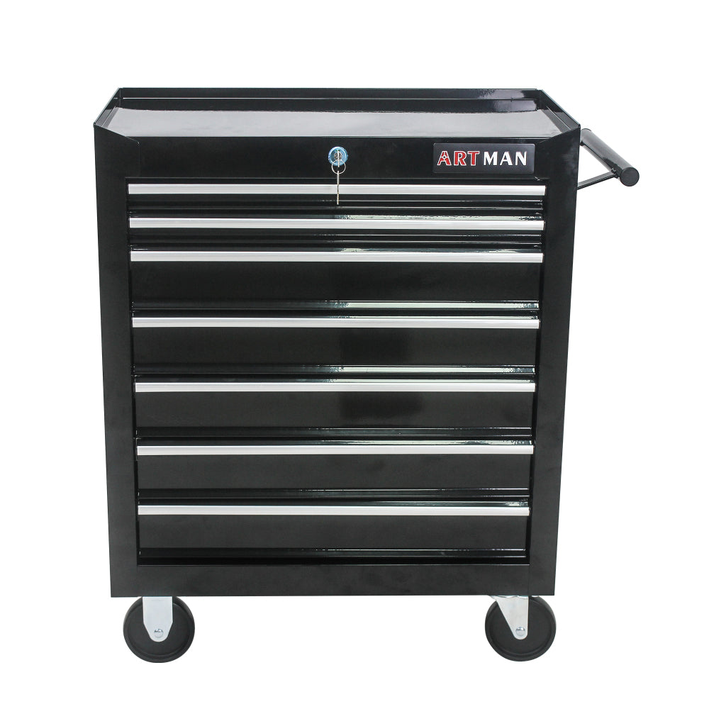 7 DRAWERS MULTIFUNCTIONAL TOOL CART WITH WHEELS-BLACK+BLUE
