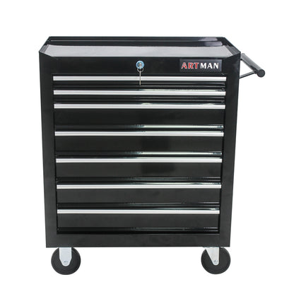 7 DRAWERS MULTIFUNCTIONAL TOOL CART WITH WHEELS-BLACK+BLUE
