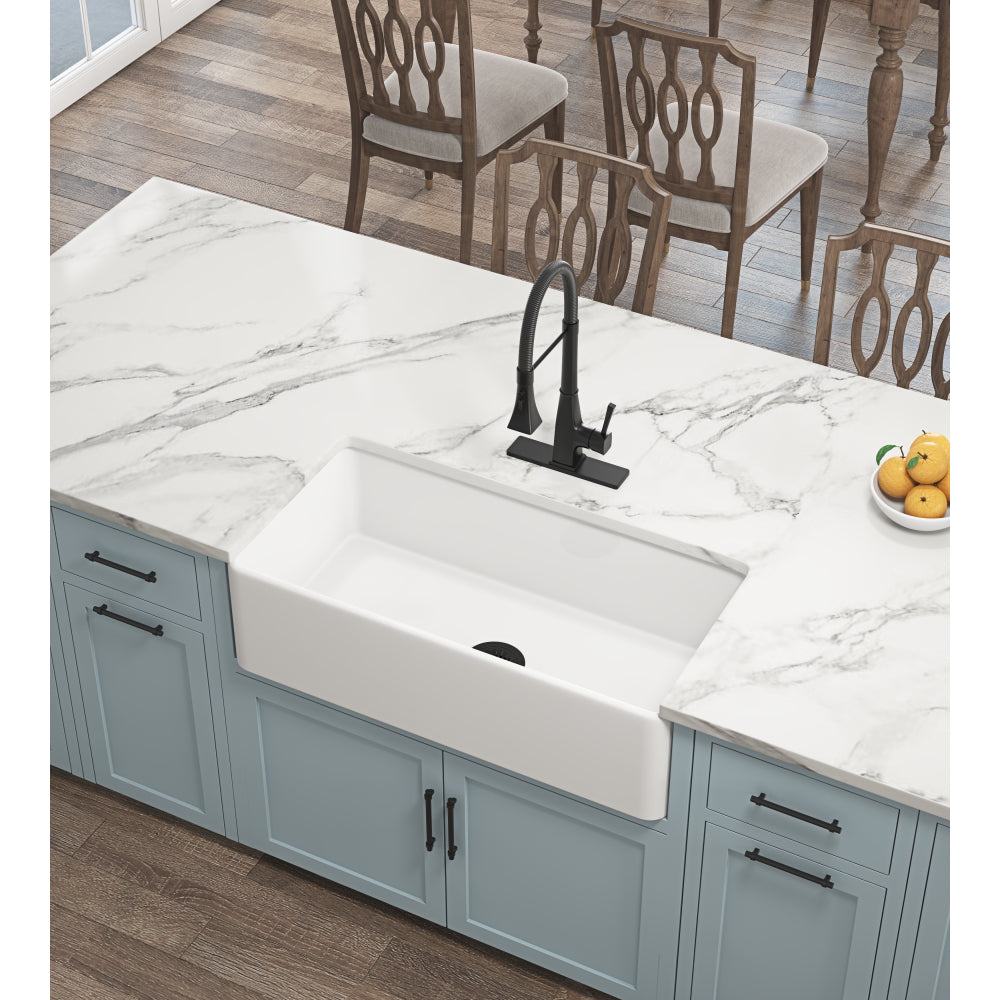 Inch  White Farmhouse Sink Deep Apron Sink Undermount Farmhouse Kitchen Sink Single Farm Sink