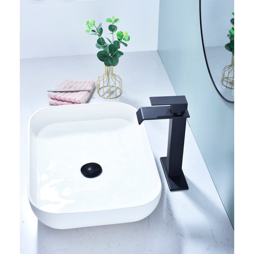 Waterfall Spout Bathroom Faucet,Single Handle Bathroom Vanity Sink Faucet