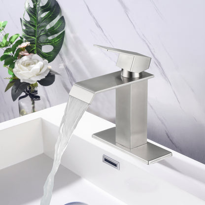 Waterfall Spout Bathroom Faucet,Single Handle Bathroom Vanity Sink Faucet