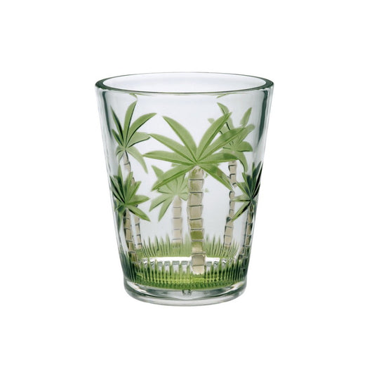 Palm Tree Design Acrylic Glasses Drinking Set of 4 DOF (15oz), Plastic Drinking Glasses, BPA Free Cocktail Glasses, Drinkware Set, Plastic Water Tumblers