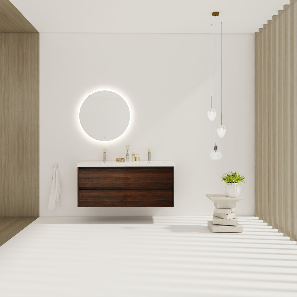 48 Inch Bathroom Vanity With Dual Sink, Resin Sink, 4 Soft Close Drawers, 48x18