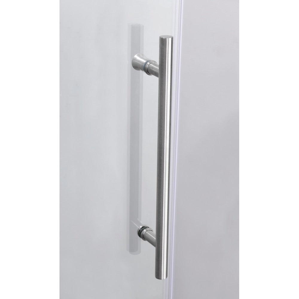 56-60" x76" H Frameless Sliding Bathtub Door, Tub Shower Door, 3/8"(10mm) Clear Tempered Glass, Brushed Nickel Finish, Big Rollers, Square Rail, Self-cleaning coating on both sides