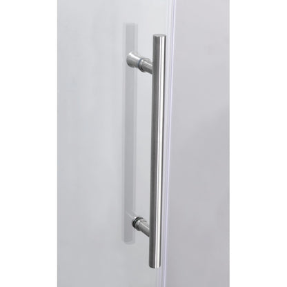 56-60" x76" H Frameless Sliding Bathtub Door, Tub Shower Door, 3/8"(10mm) Clear Tempered Glass, Brushed Nickel Finish, Big Rollers, Square Rail, Self-cleaning coating on both sides