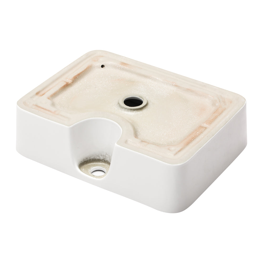 16"x12" White Ceramic Rectangular Vessel Bathroom Sink