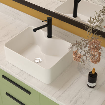 16"x12" White Ceramic Rectangular Vessel Bathroom Sink