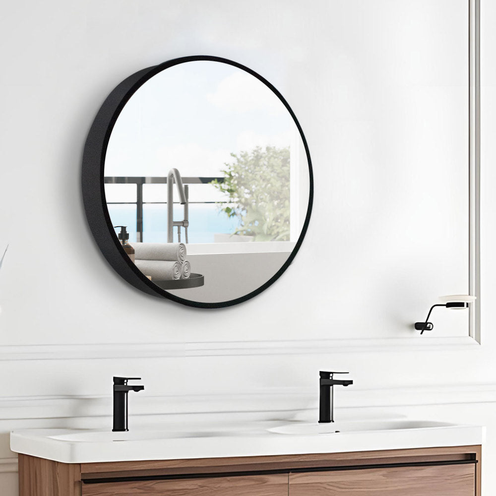 31x21 inch Oval Black Metal Framed Wall mount Bathroom Medicine Cabinet with Mirror