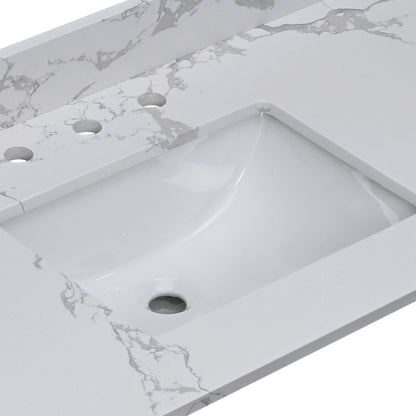 Bathroom Sink Rectangle Deep Bowl Pure White Porcelain Ceramic Lavatory Vanity Sink Basin with Overflow