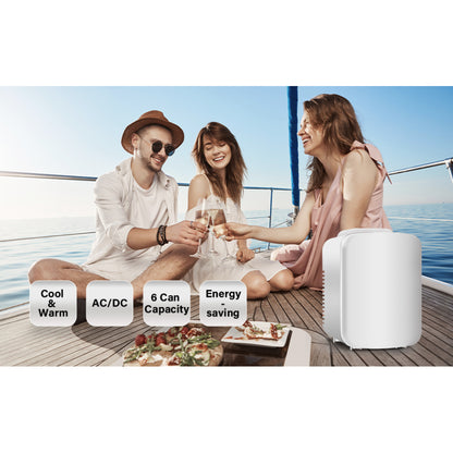 Mini Fridge, 4L/6 Can Portable Cooler & Warmer Freon-Free Small Refrigerator Provide Compact Storage for Skincare, Beverage, Food, Cosmetics, White