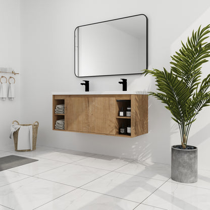 48"  Wall Mounted Bathroom Vanity With Double Sink, Soft Closing Door Hinge (KD-Package)-BVB07348IMOX-GRB4840D