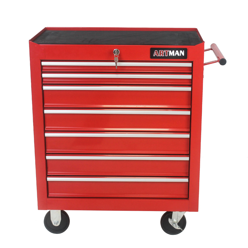 7 DRAWERS MULTIFUNCTIONAL TOOL CART WITH WHEELS-SILVER
