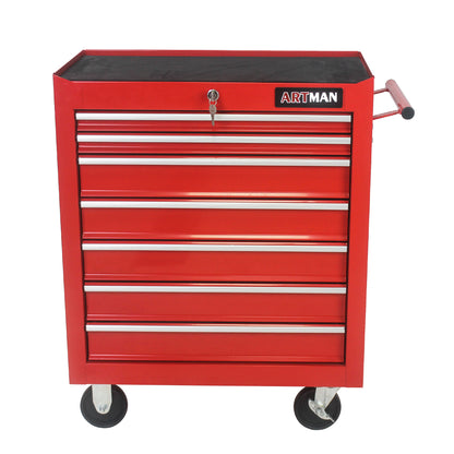 7 DRAWERS MULTIFUNCTIONAL TOOL CART WITH WHEELS-SILVER
