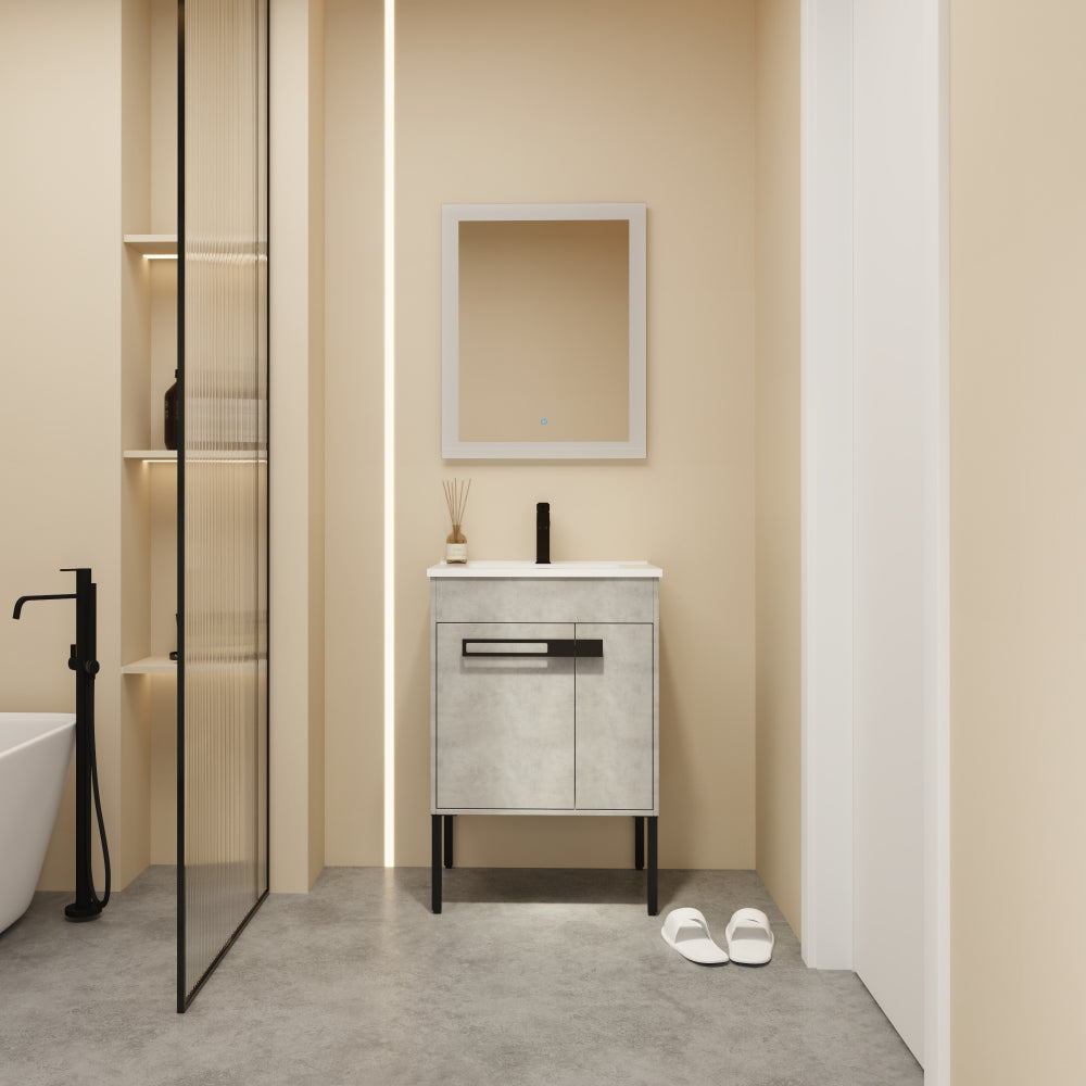 36 Inch Bathroom Vanity With Sink, Freestanding Bathroom Vanity or Floating is Optional Conversion 36*18-00336IMO-1-F-BL9090B(KD-Packing)