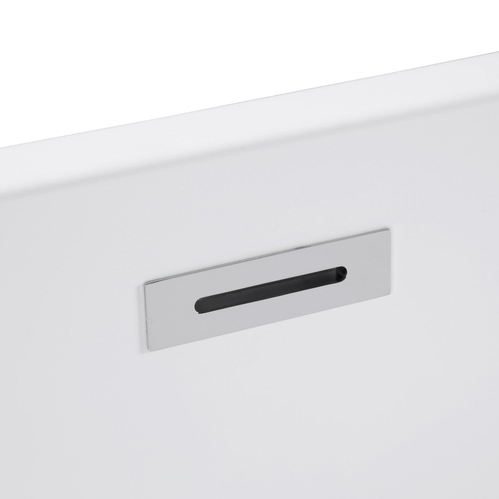 59" Acrylic Freestanding Bathtub, Unique Pleated Design, Glossy black, Chrome Overflow and Pop-Up Drain, , cUPC Certified