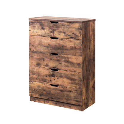 5 Drawer Bedroom Chest Dresser, Distressed Wood Cabinet