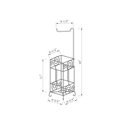 White Metal Frame Toilet Paper Holder Stand, Bathroom Tissue Organizer