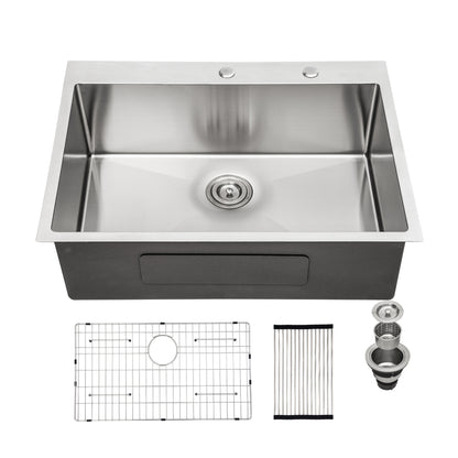 33x22 inch Kitchen Sink Drop In 16 Gauge Stainless Steel 33" Single Bowl Topmount Kitchen Sink Basin