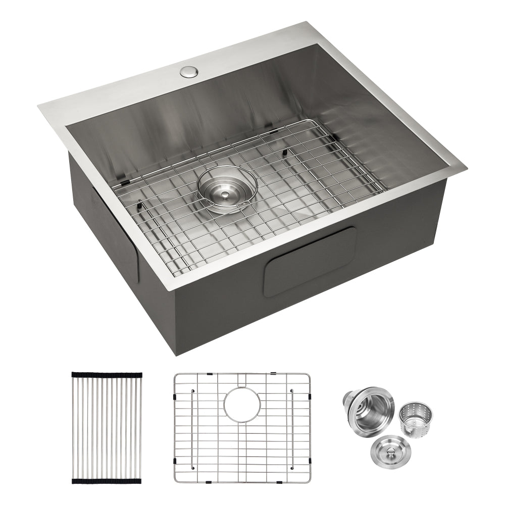 28x22x10 inch Kitchen Sink Drop In 16 Gauge Stainless Steel 28" Single Bowl Topmount Kitchen Sink Basin