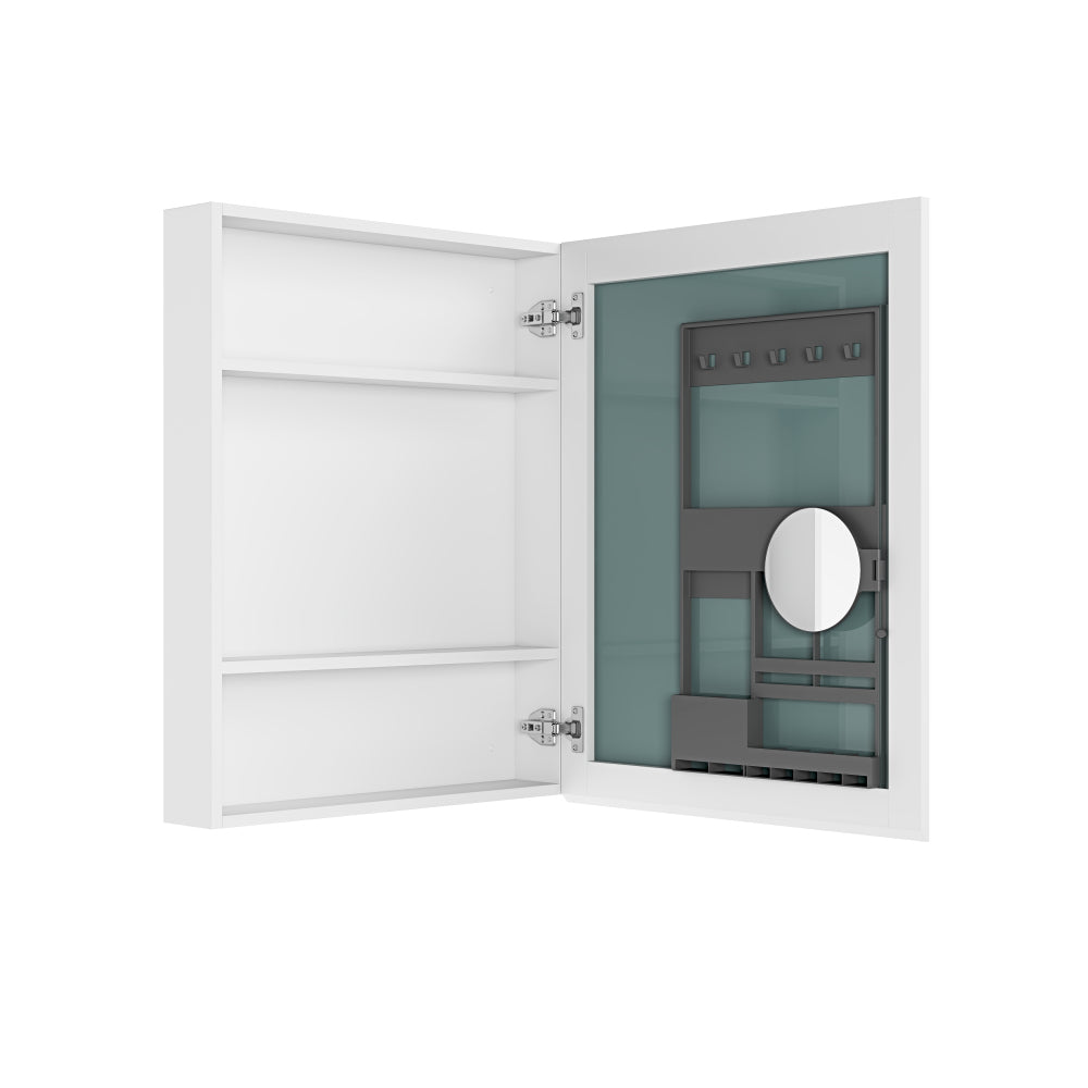 24" W x 30" H Single-Door Bathroom Medicine Cabinet with Mirror, Recessed or Surface Mount Bathroom Wall Cabinet, Beveled Edges,Silver