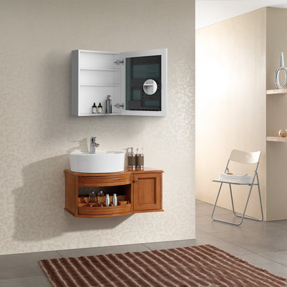 24" W x 30" H Single-Door Bathroom Medicine Cabinet with Mirror, Recessed or Surface Mount Bathroom Wall Cabinet, Beveled Edges,Silver