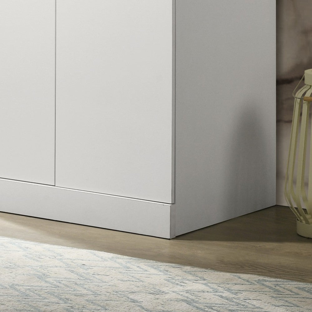 Michael 29.5" White Double Door Wardrobe Cabinet Armoire with Shelf and Hanging Rod