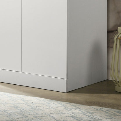 Michael 29.5" White Double Door Wardrobe Cabinet Armoire with Shelf and Hanging Rod