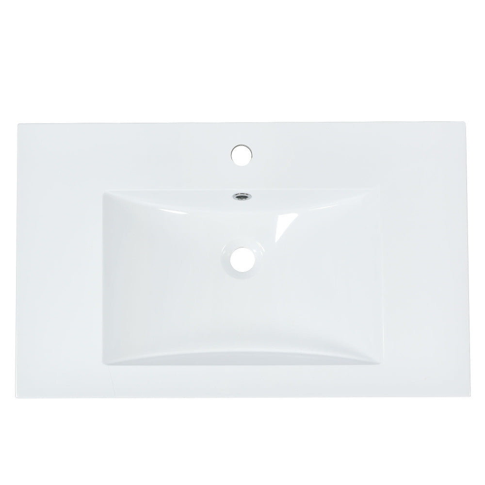 [Sink Only]24x18 inch rectangular single hole bathroom ceramic sink, vanity top sink only, white (faucet and cabinet not included)