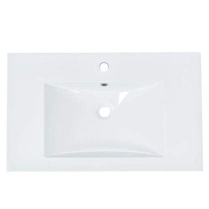 [Sink Only]24x18 inch rectangular single hole bathroom ceramic sink, vanity top sink only, white (faucet and cabinet not included)