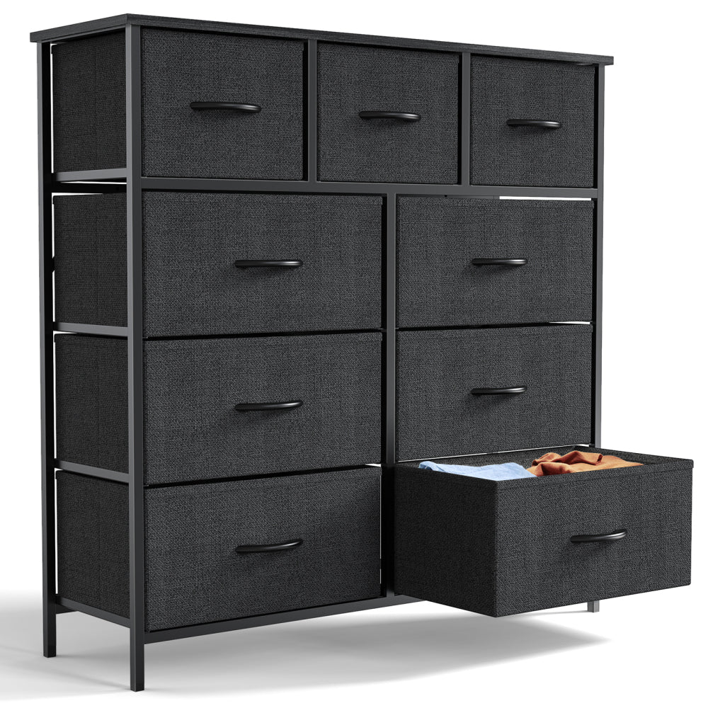Drawers Dresser Chest of Drawers,Metal Frame and Wood Top,Black,two packs