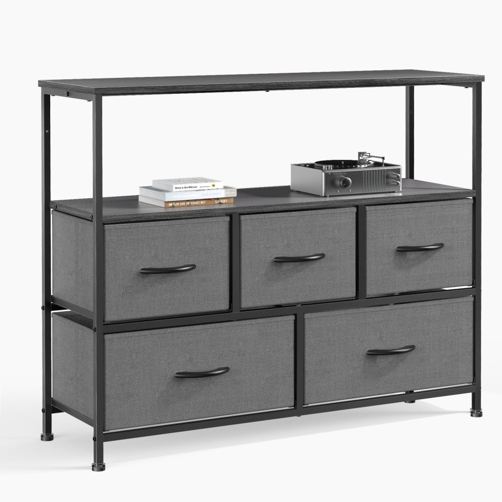 Drawers Dresser Chest of Drawers,Metal Frame and Wood Top,2bc,Brown