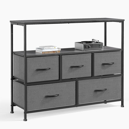 Drawers Dresser Chest of Drawers,Metal Frame and Wood Top,2bc,Gray