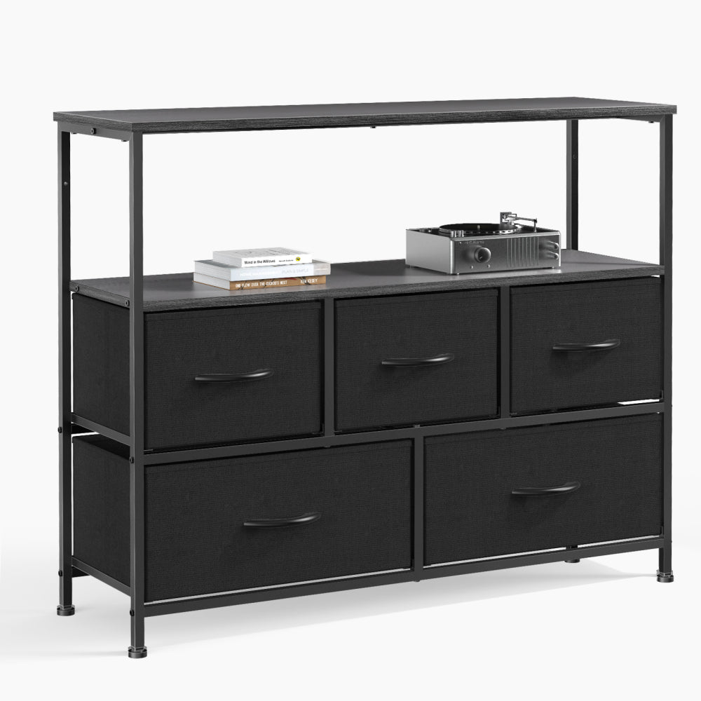 Drawers Dresser Chest of Drawers,Metal Frame and Wood Top,4bc,Gray