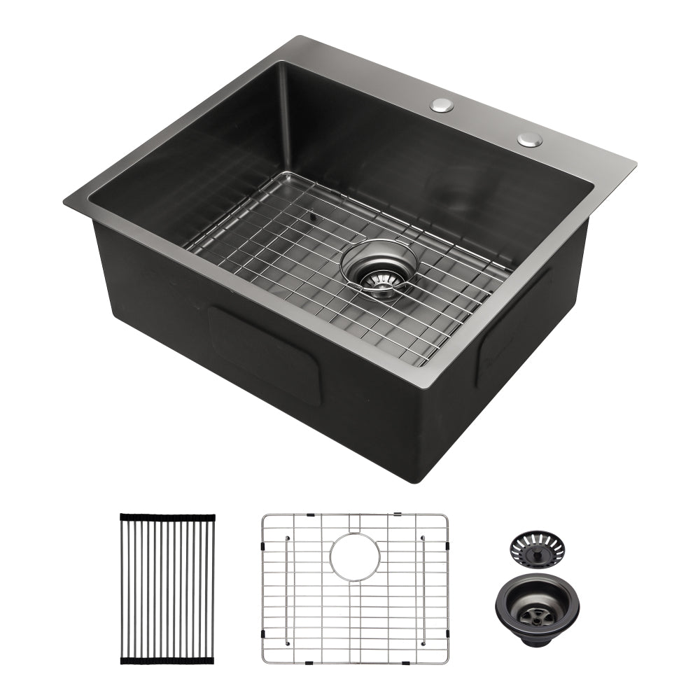 28x22x10 inch Kitchen Sink Drop In 16 Gauge Stainless Steel 28" Single Bowl Topmount Kitchen Sink Basin