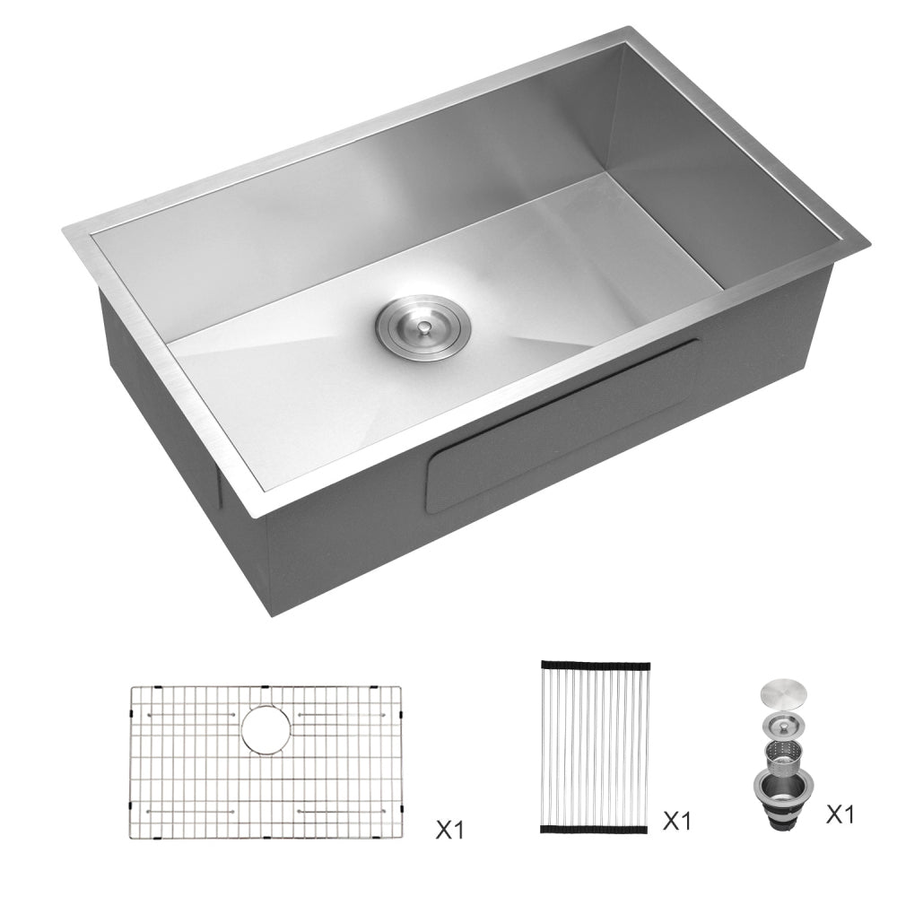 30 Inch Undermount Sink - 30"x18"x10" Gunmetal Black Undermount  Kitchen Sink 16 Gauge 10 Inch Deep Single Bowl Kitchen Sink Basin